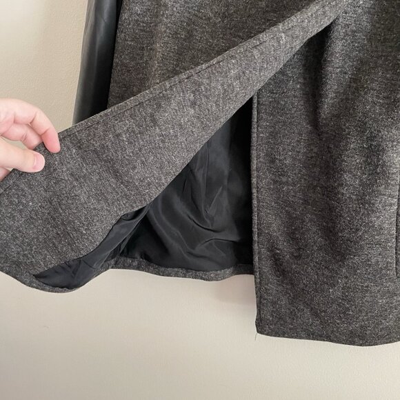 Fabletics Womn XL Fleece Faux Leather Pockets Wrap Front Grunge Moto Milano Coat - Picture 6 of 14